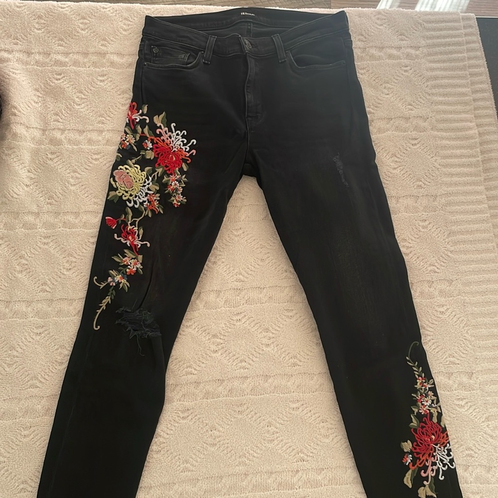 Hudson black jeans with floral accents